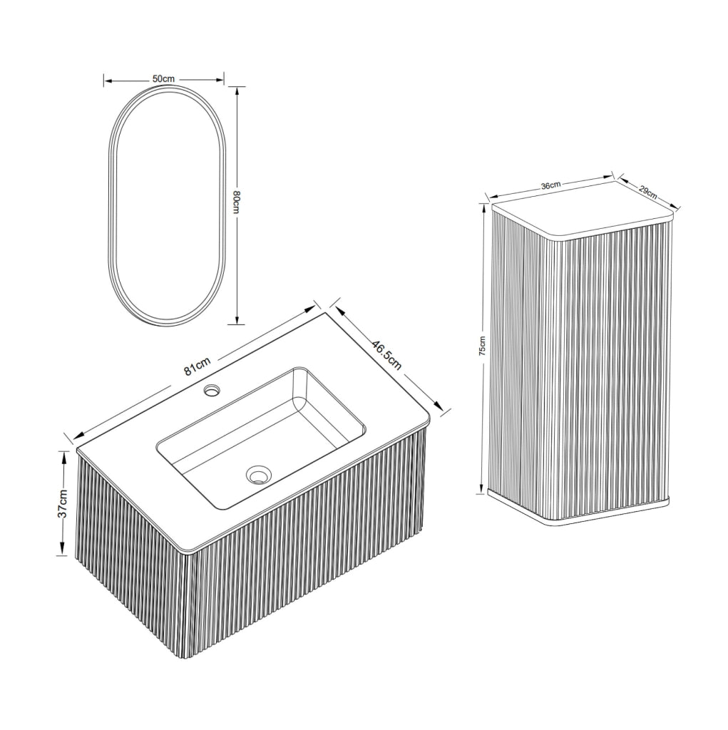 MOBILE BAGNO Set con lavabo, specchio LED e colonna color rovere