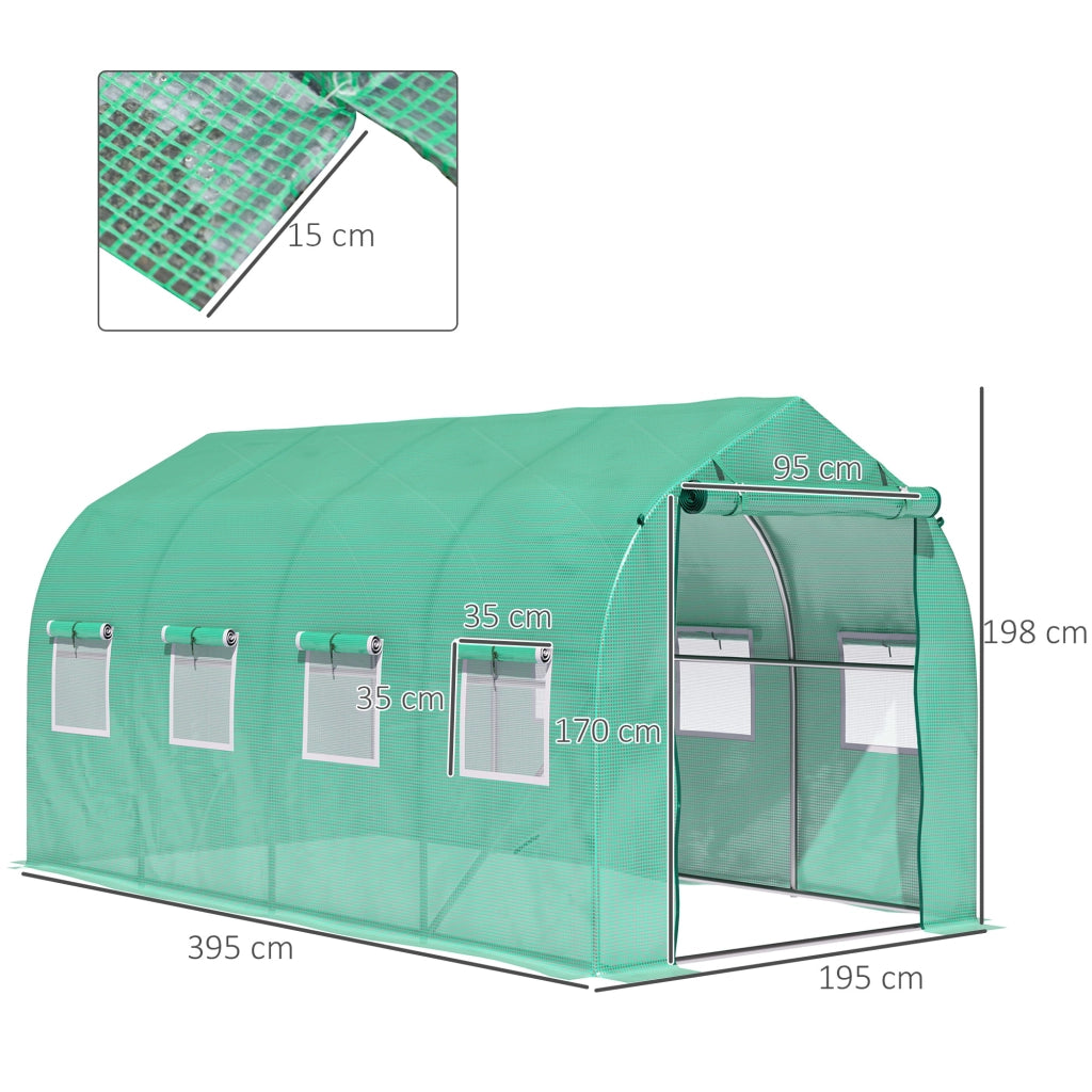 Serra Tunnel da Giardino ¨C Xylo ¨C 4x2x2m Verde con 8 Finestre in Rete