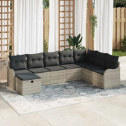 Set di divani con cuscino 8 pcs Grigio chiaro polyrattan