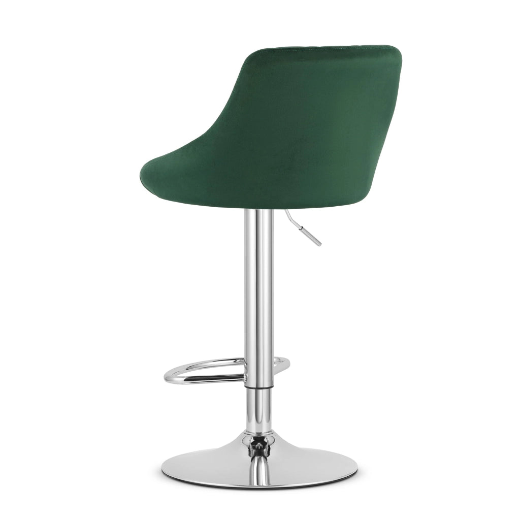 Sgabello girevole Valora DAKA in velluto verde con base cromata