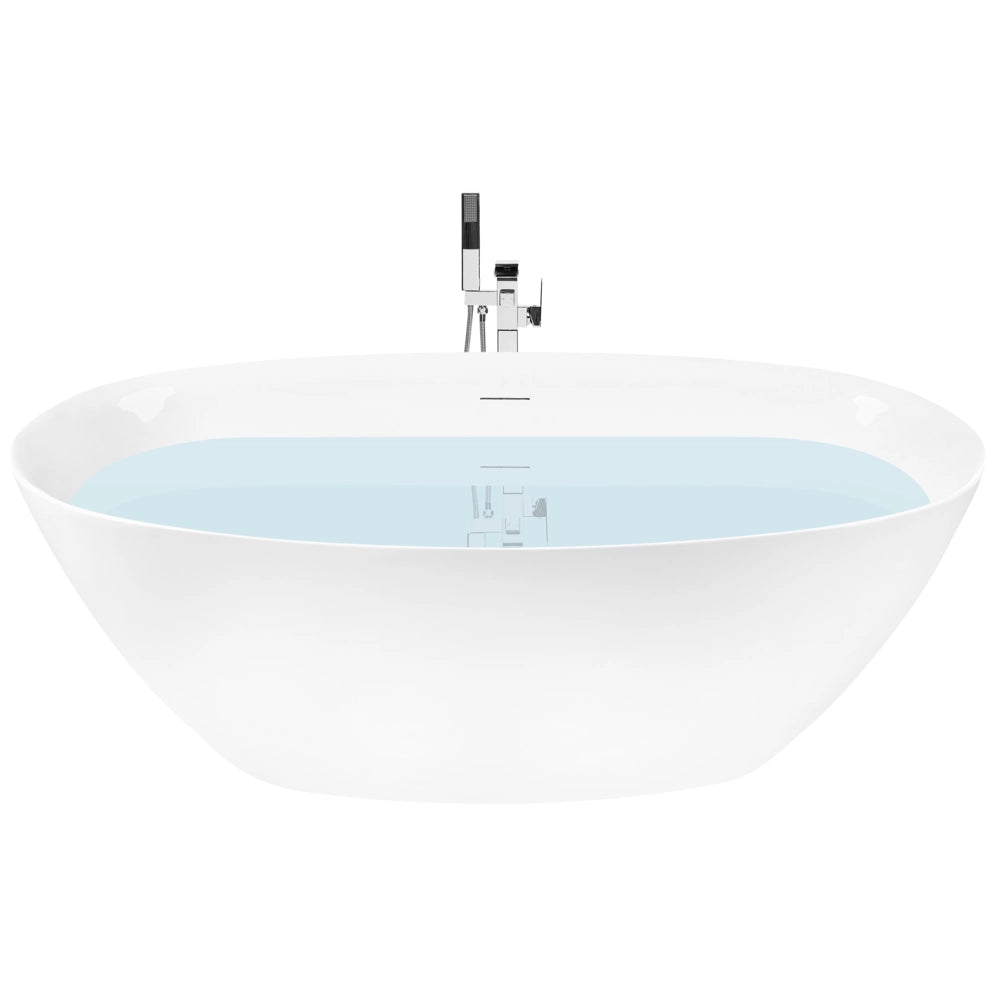 Vasca da bagno freestanding in acrilico bianco 160 cm design moderno forma ovale