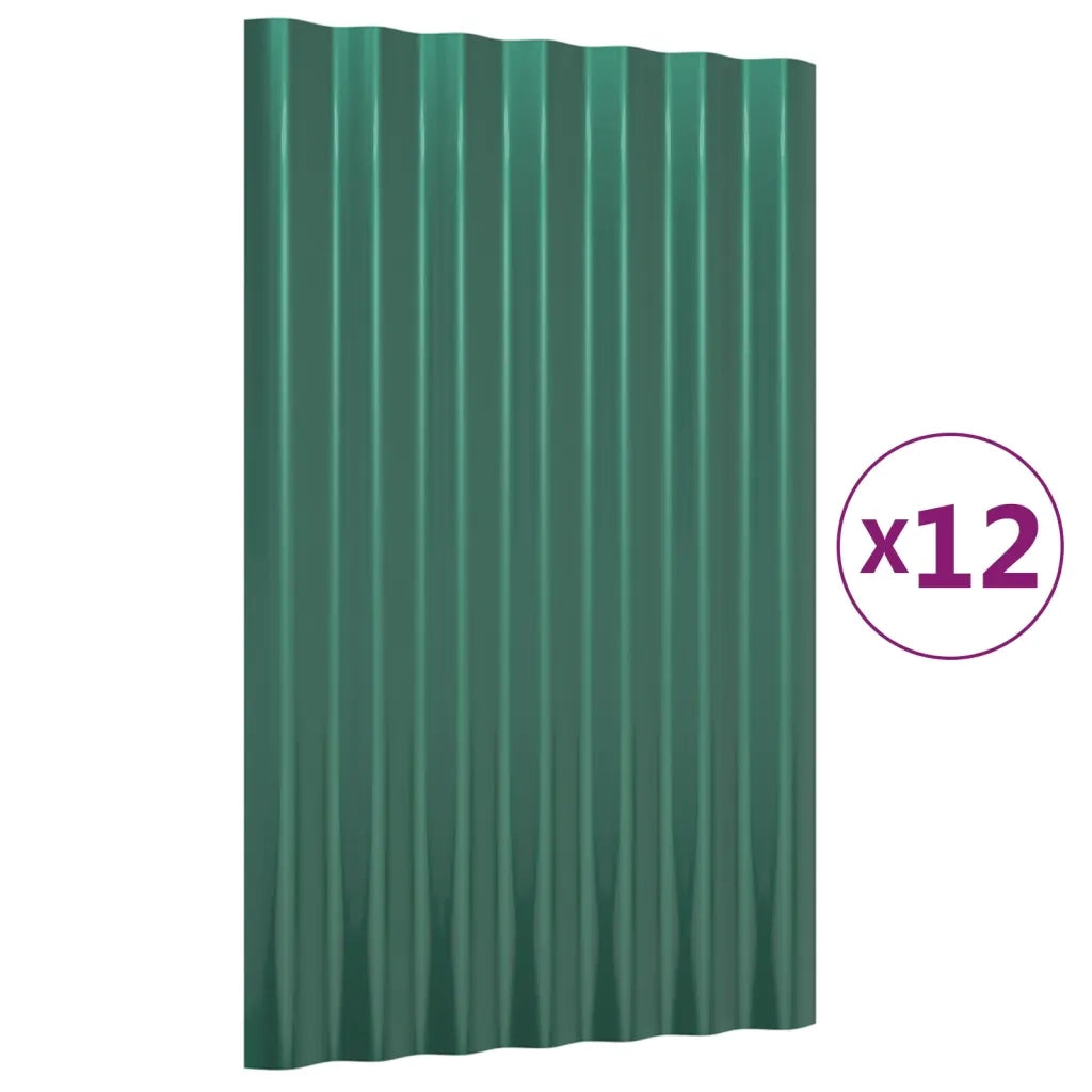 Pannelli Tetto 12 pz Acciaio Zincato Verde 60x36 cm CFW4336271