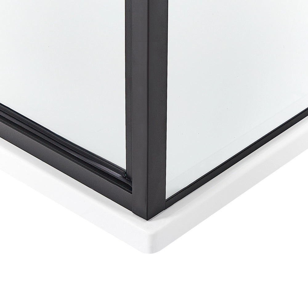 Box Doccia Vetro Temperato nero Cornice Alluminio Anta Singola Quadrata 90 x 90 x 185 cm