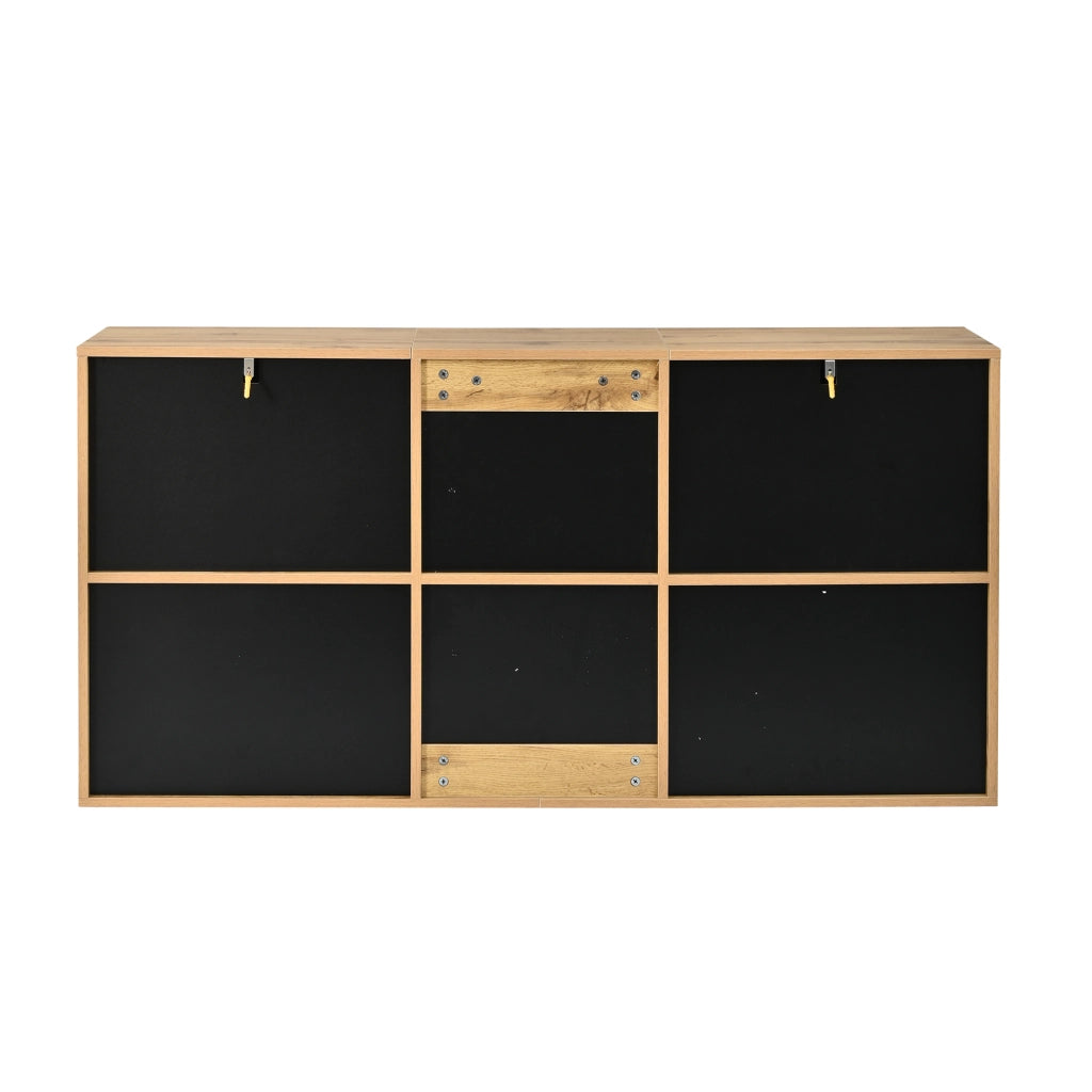 Madia nera e legno con 3 ante; credenza moderna da 140 cm in MDF e pannello truciolare