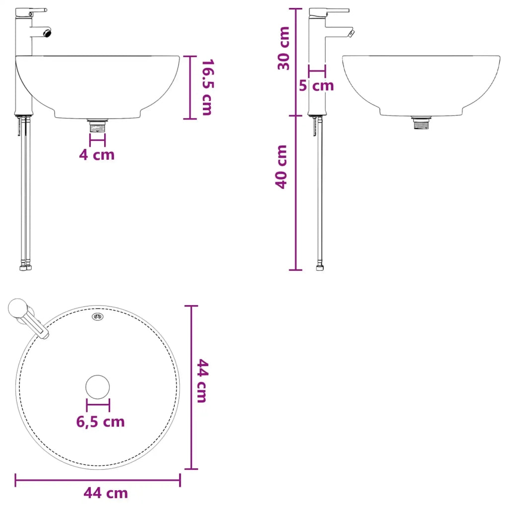 Lavabo con rubinetto e scarico Cromato 44 x 44 x 16 cm Ceramica 890246