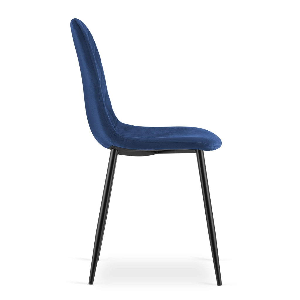 Sedia Valora DAPI in velluto blu navy con gambe in metallo x2