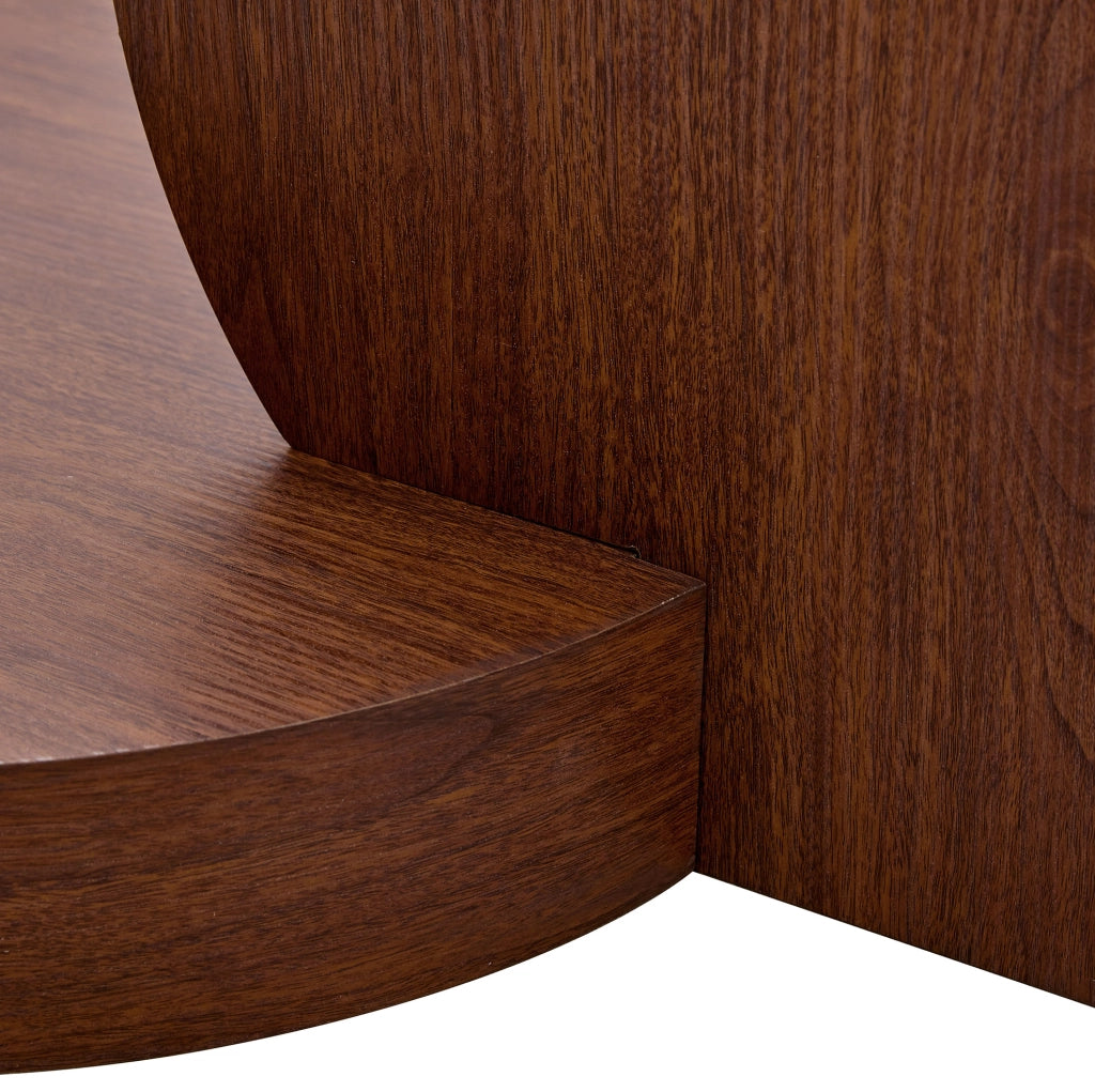 Tavolino da caff¨¨ a due livelli 78,5 cm in MDF effetto noce e vetro di sicurezza trasparente