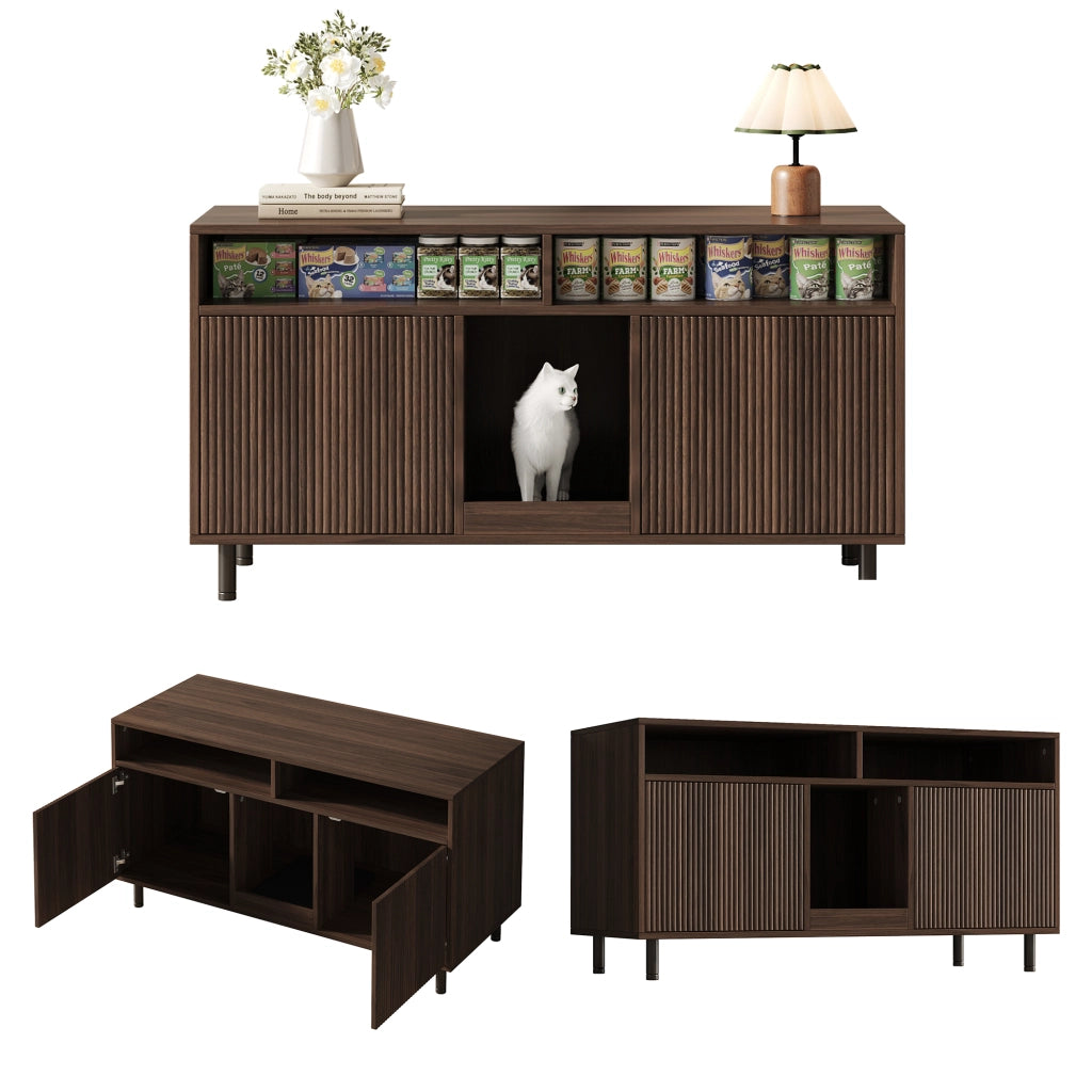Mobile Porta Lettiera Gatto con Ripiano ¨C MINIMAL ¨C Noce 120x50x66