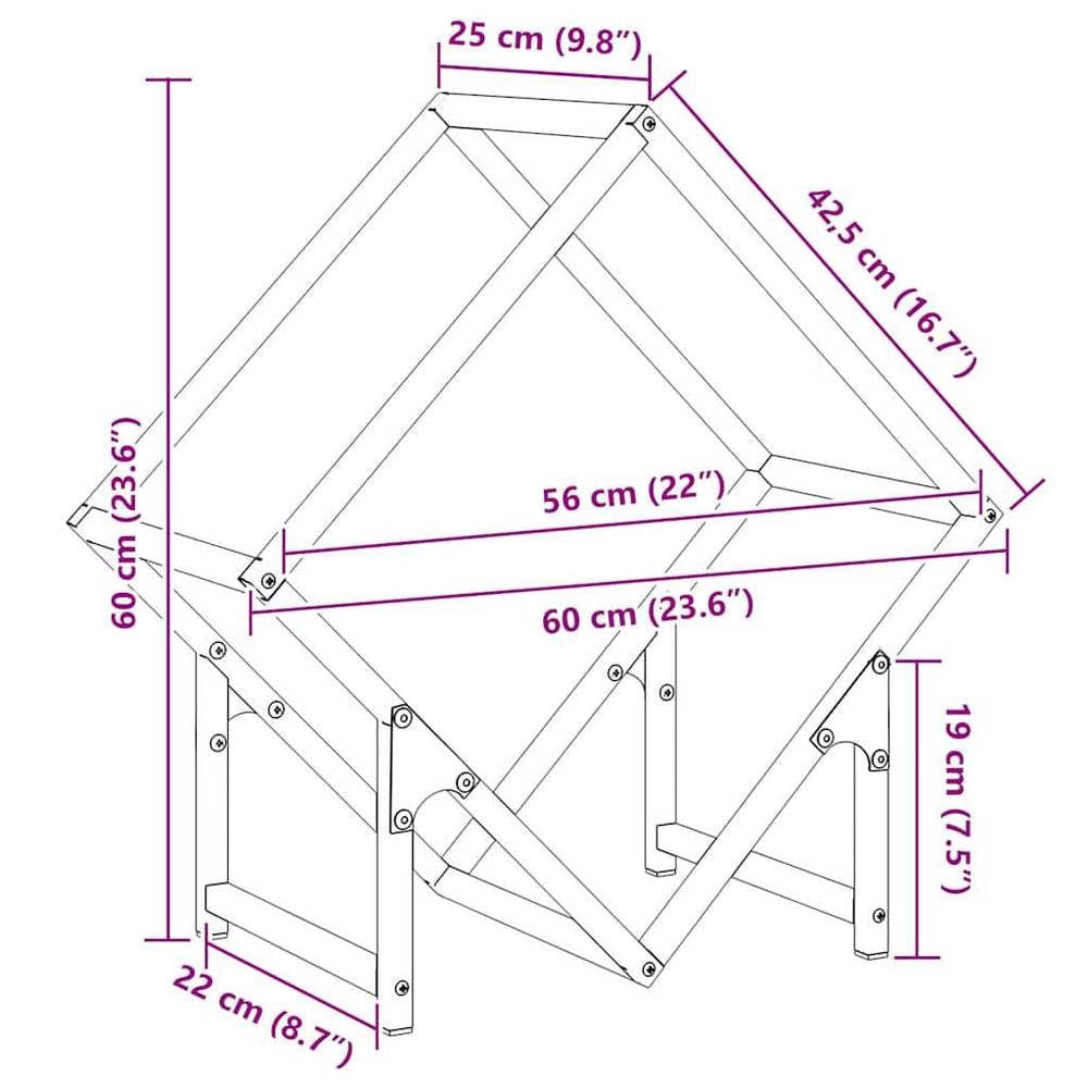 Porta legna verde oliva, 60x25x60 cm, in acciaio laminato a freddo – robusto e resistente, ideale per esterni, giardino e camino, pratico e durevole