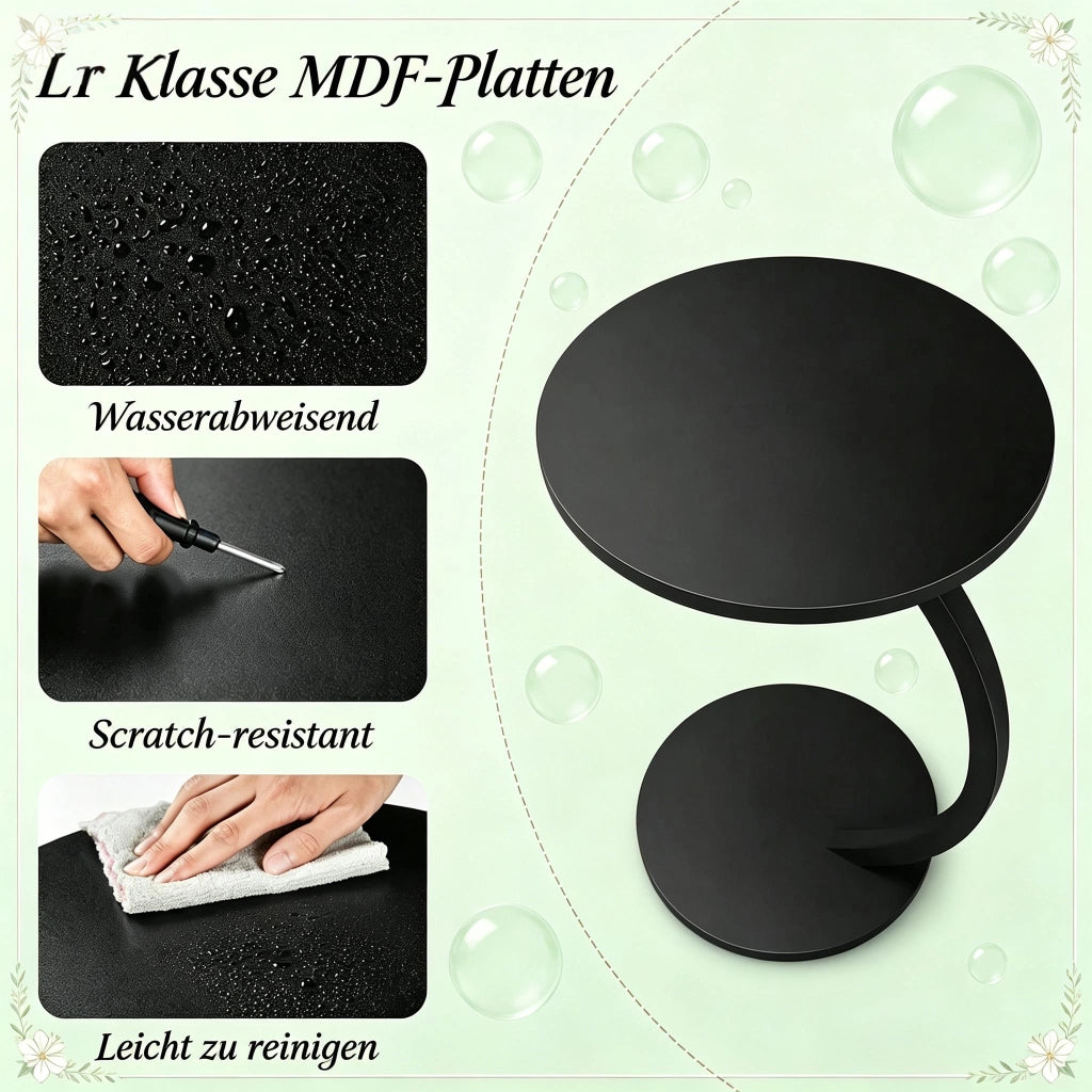 TAVOLINO C-Forma 40 x 64,5 cm Nero MDF e Metallo