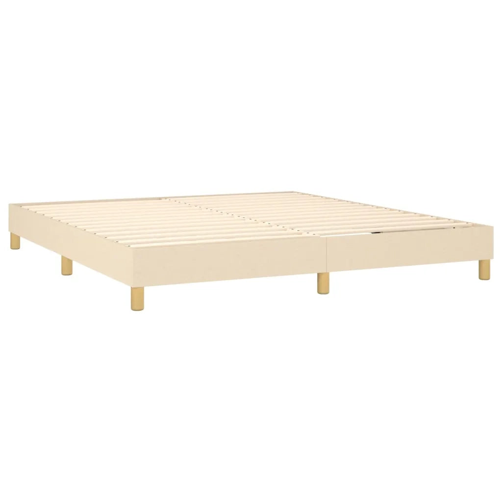 Letto a Molle con Materasso e LED Crema 160x200 cm in Tessuto 3134050