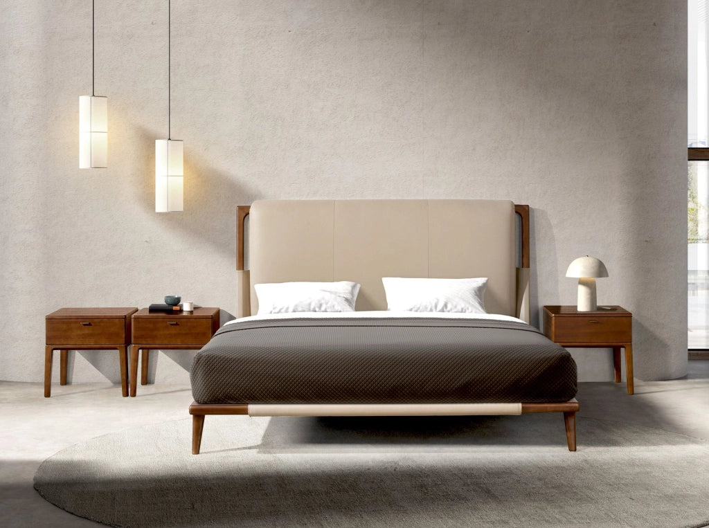 Letto in similpelle color visone
