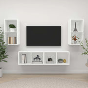 Mobile TV a Parete 4 pz-Set di 4 Mobile TV a Muro Bianco in Truciolato 440551