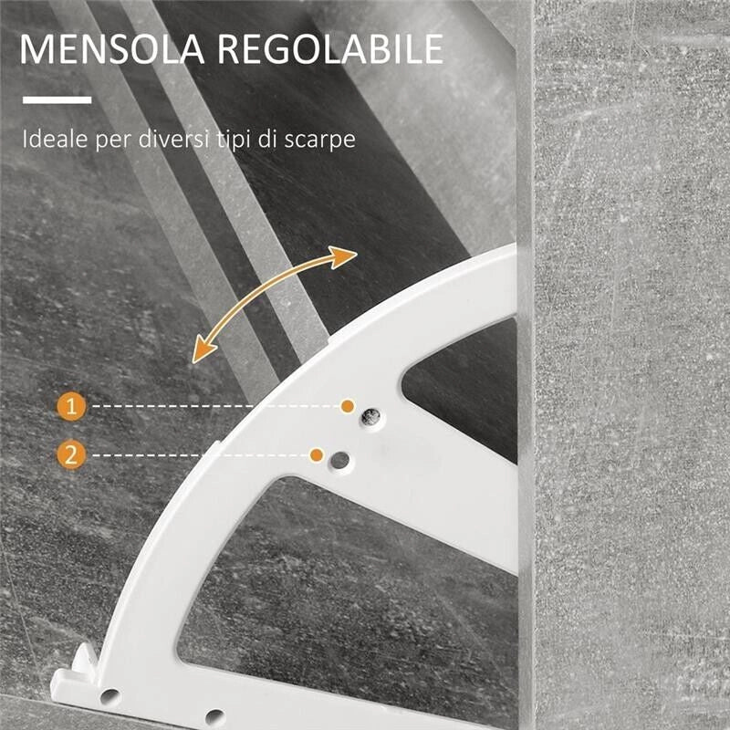 MOBILE GUARDAROBA CON SPECCHIO APPENDIABITI E SCARPIERA 90X22X116 CM GRIGIO