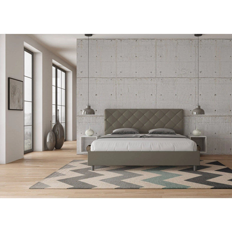 Letto imbottito Matrimoniale 190x200 cm Priya - Similpelle,Cappuccino,Contenitore