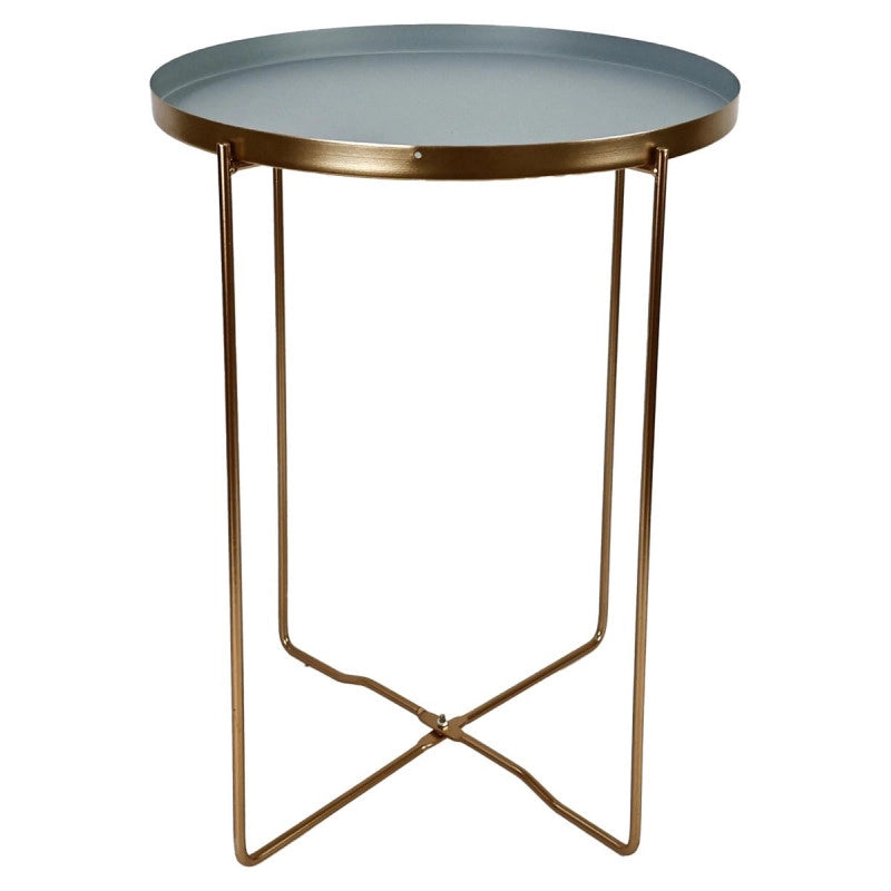 Set di 6 Tavolini Frosty Gambe Oro + Vassoio Grigio ø36xh47 5 Cm