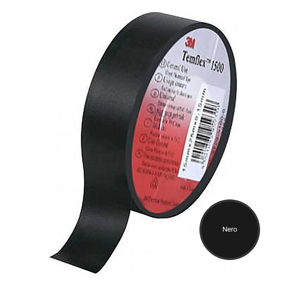 Nastro isolante 3m nero in pvc con adesivo in gomma *** misura 15 mm x 10 m, confezione 1