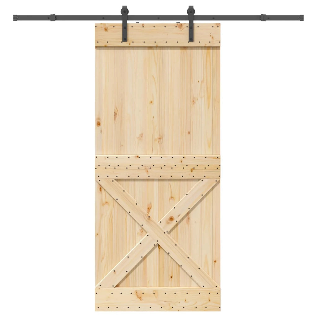 Porta scorrevole NARVIK Naturale e Nero 100 x 210 cm (213,5 cm) 3445358