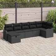 Set di divani con cuscino 7 pcs Nero polyrattan