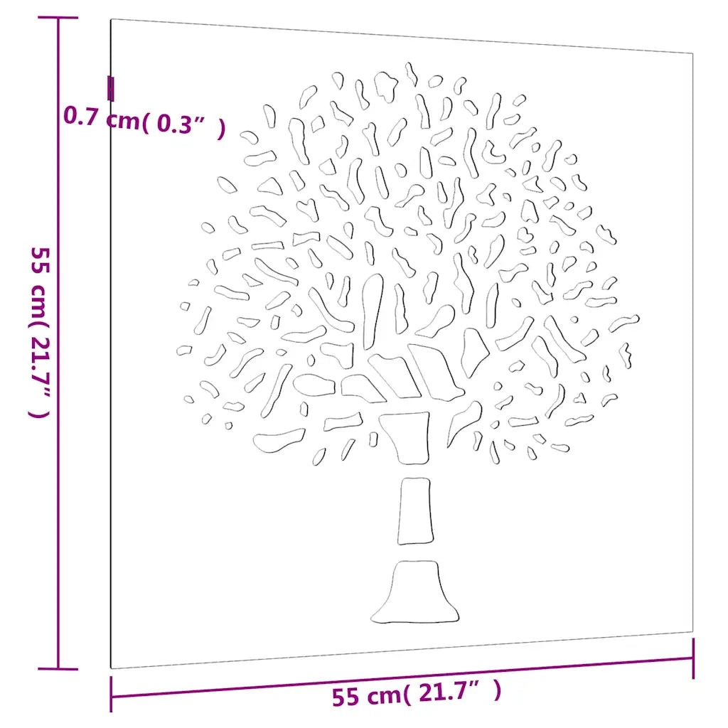 Decorazione Muro da Giardino 55x55 cm Albero in Acciaio Corten CFW4105543