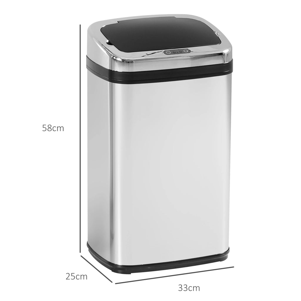 Cestino automatico 30 L con sensore IR, acciaio inox, colore argento