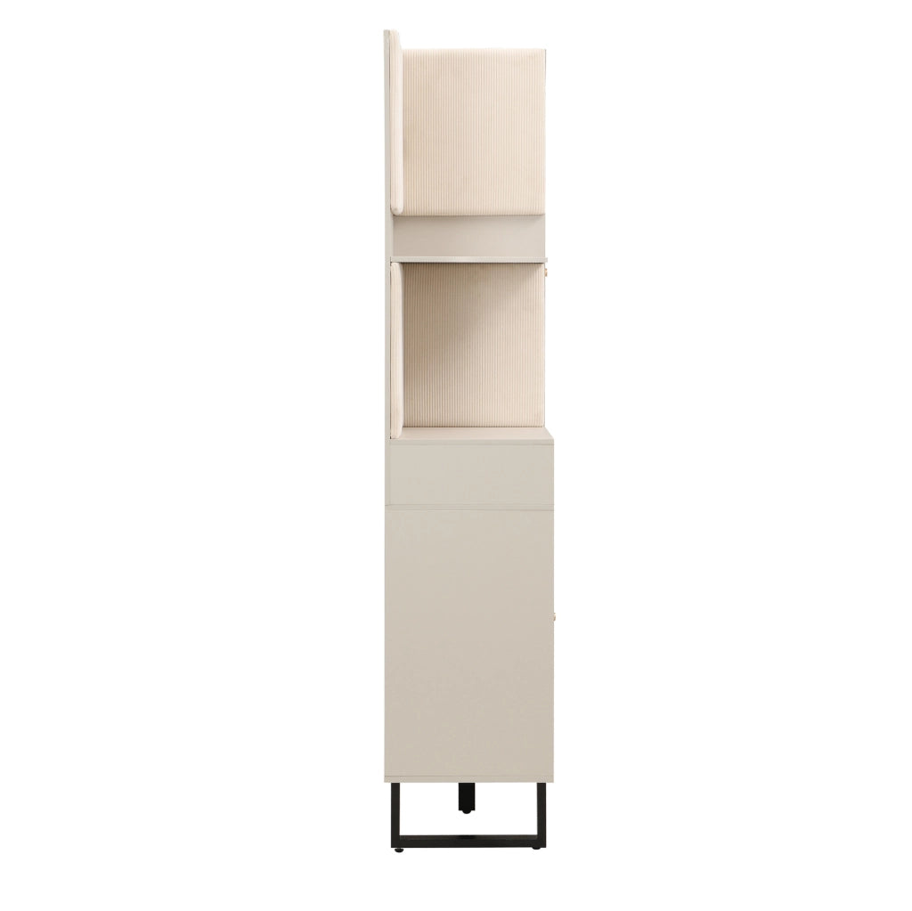Mobile guardaroba da ingresso 110x38x186 cm in MDF beige e grigio con cassetti