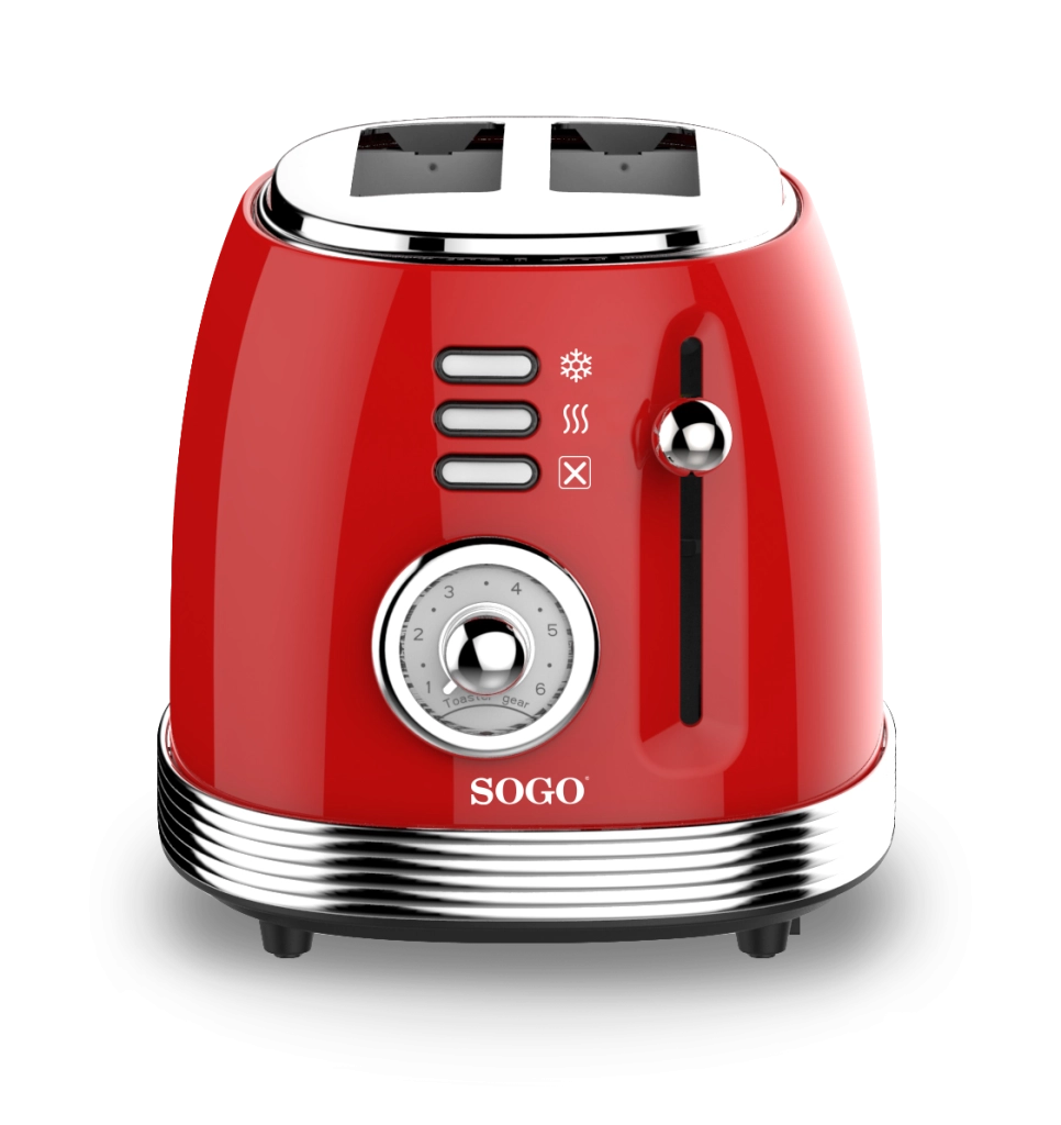 Tostapane 2 fette 850W con 6 livelli di tostatura, funzioni scongelamento e riscaldamento, vassoio briciole - Sogo