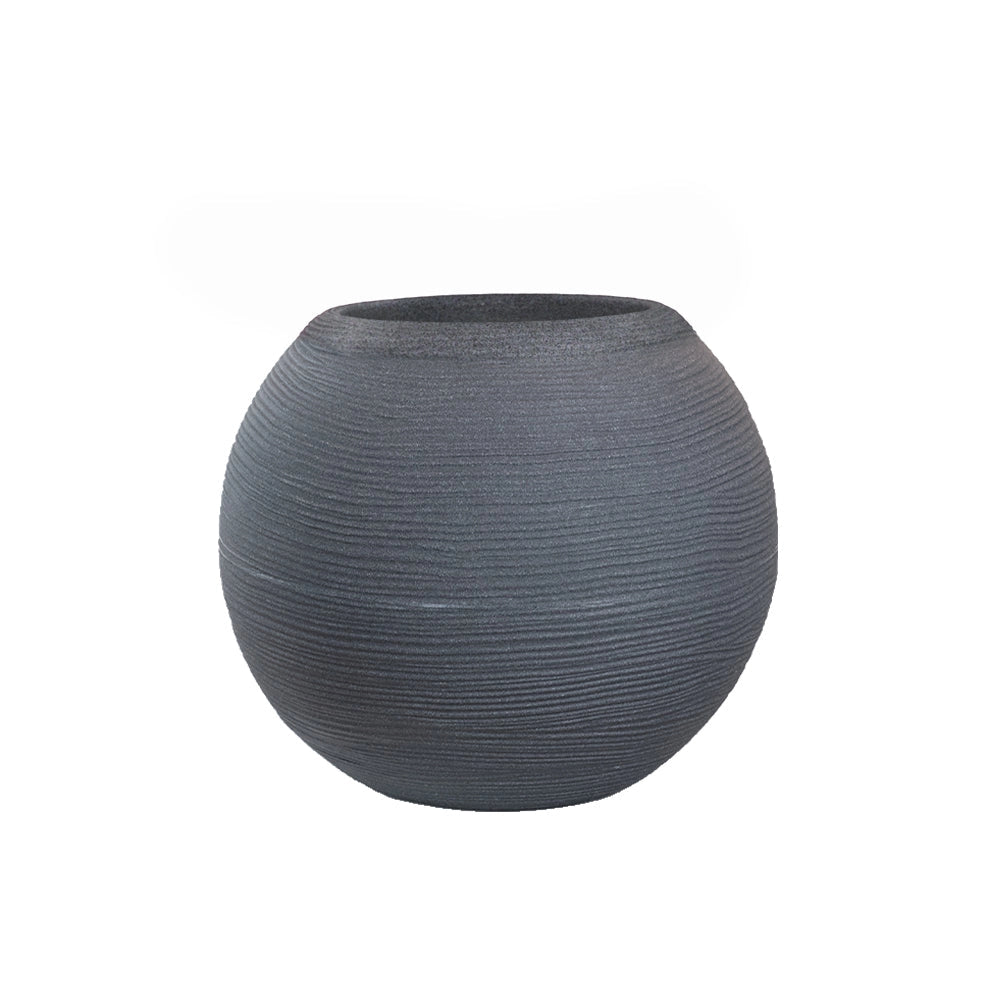 Vaso da Esterno Interno Design a Sfera Ø40x33 cm Botticelli in Resina Grigio