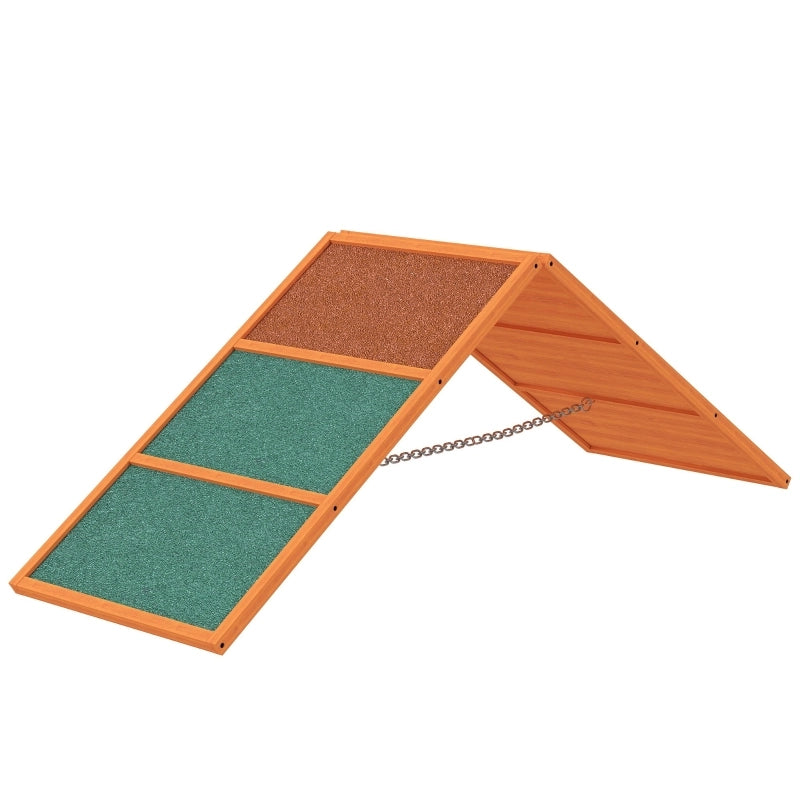 Rampa da agility per cani regolabile e pieghevole in legno arancione antiscivolo 173 × 59 × 66 cm