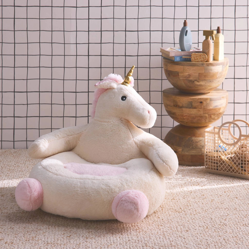 Poltrona unicorno per bambini, rosa / bianco