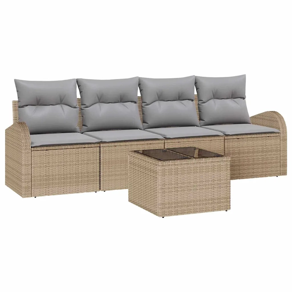 Set Divano da Giardino Beige 55 x 55 x 37 cm polyrattan