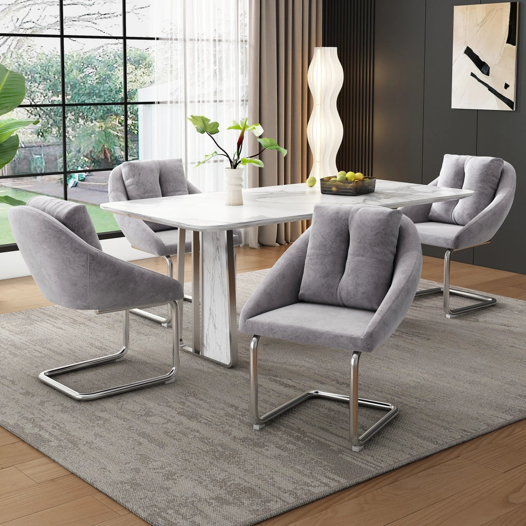 SEDIA Set da 6 pezzi in velluto grigio