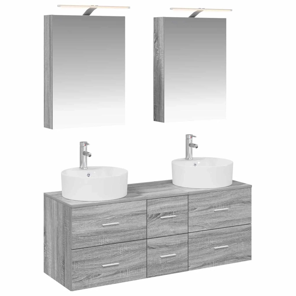Set di mobili per il bagno 5 pz Sonoma grigio 3406916