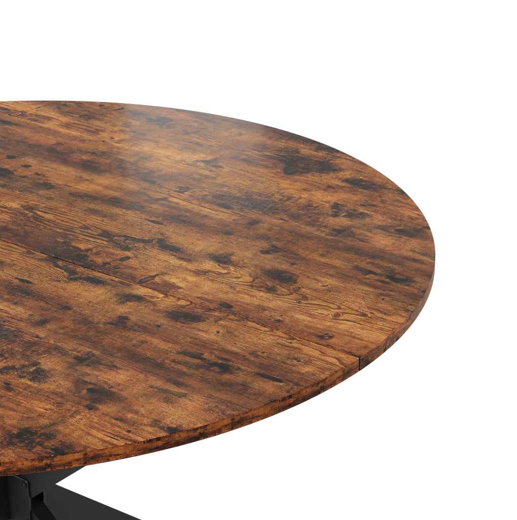 Tavolo da pranzo rotondo industriale ?120 cm in ferro e truciolare marrone