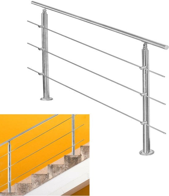 Leva perimetrale in acciaio inossidabile per balcone e terrazza da interni esterni 180cm con 3 traverse