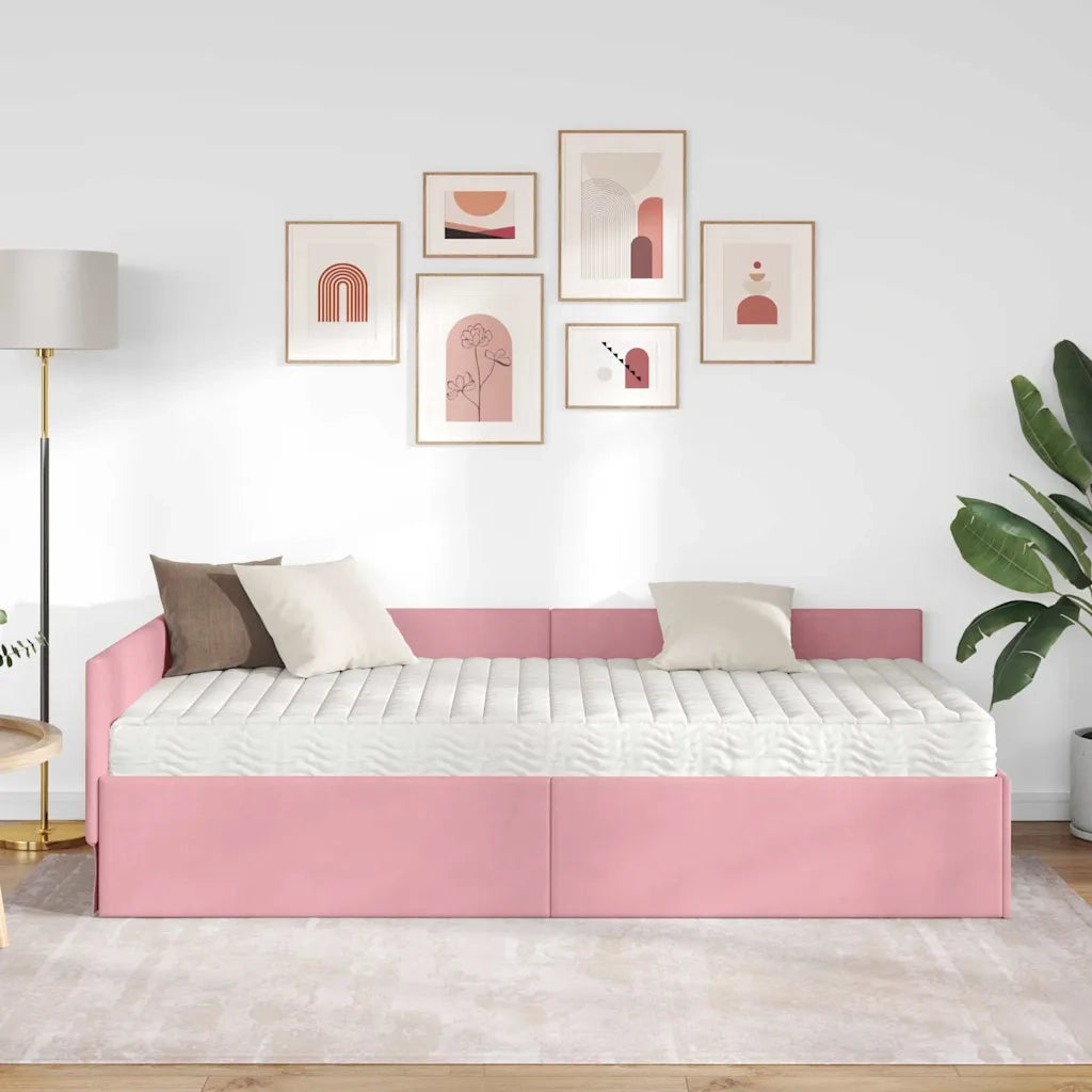Struttura Letto Angolare con Materasso 2 pcs Grigio Velluto 3393637