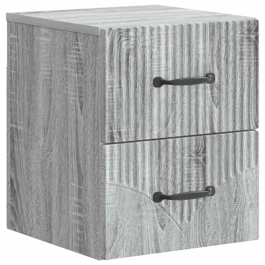 Set di 2 Comodini | Armadio da Notte | Mobiletto da notte a muro Grigio Sonoma 34,5 x 33 x 40 cm
