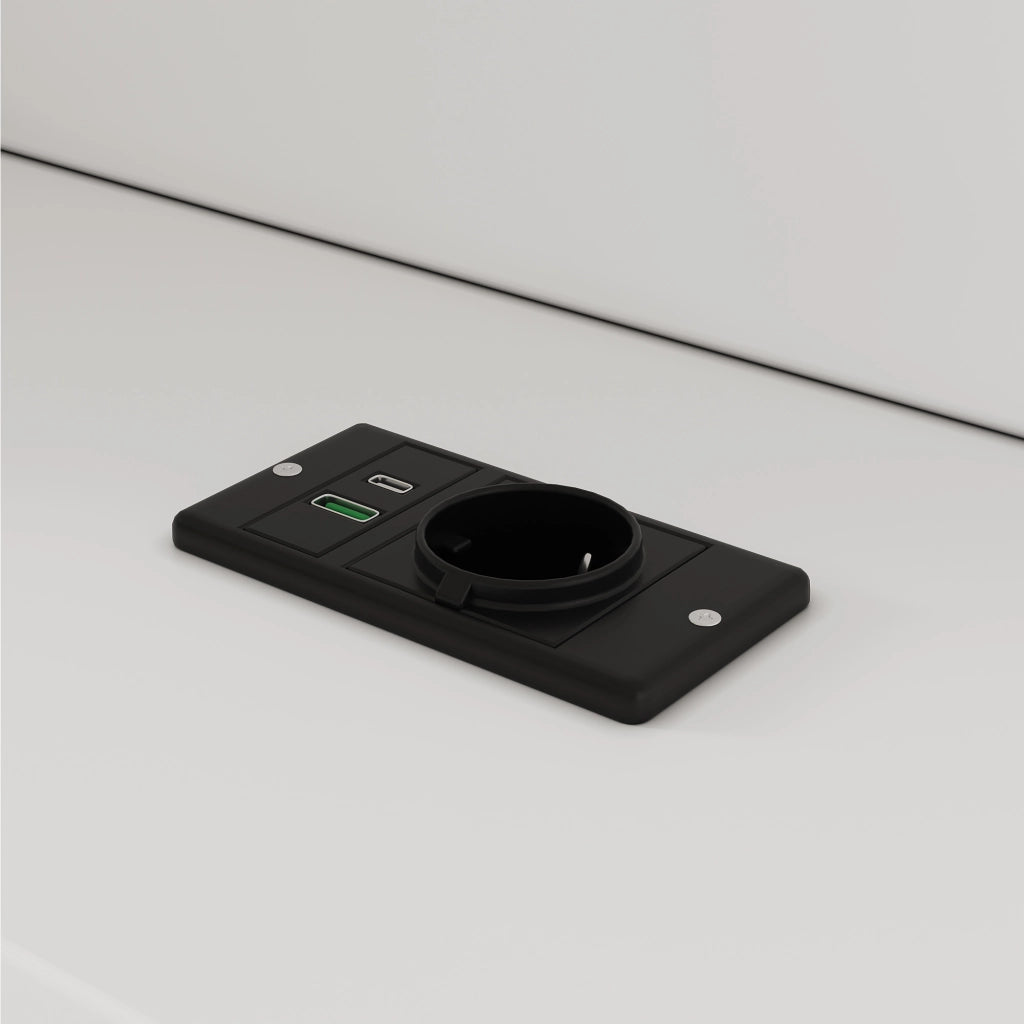 Letto singolo 90 × 200 cm con LED USB e USB-C cassetti ripiani testiera imbottita in PU MDF bianco