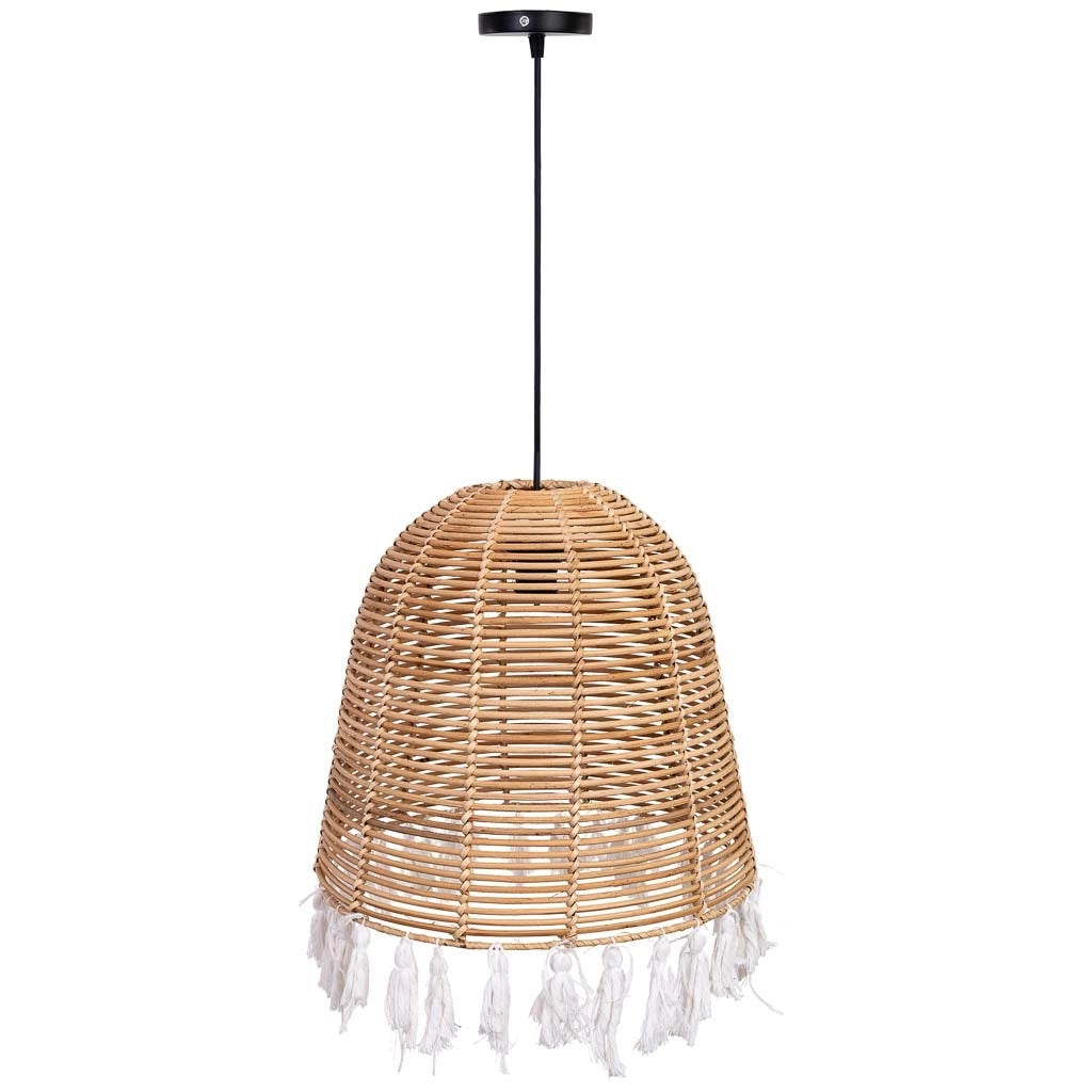 Lampada da soffitto in rattan e cotone marrone D40x40h cm