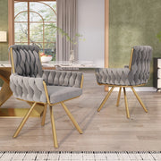 Sedia da Pranzo Girevole in Velluto, Set 2 Pezzi ¨C Xylo ¨C Grigio, Gambe in Metallo