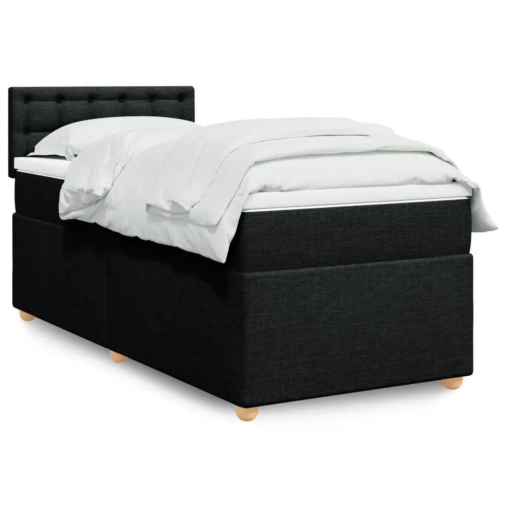 Giroletto a Molle con Materasso-Struttura Letto Nero 80x200 cm inTessuto 584435