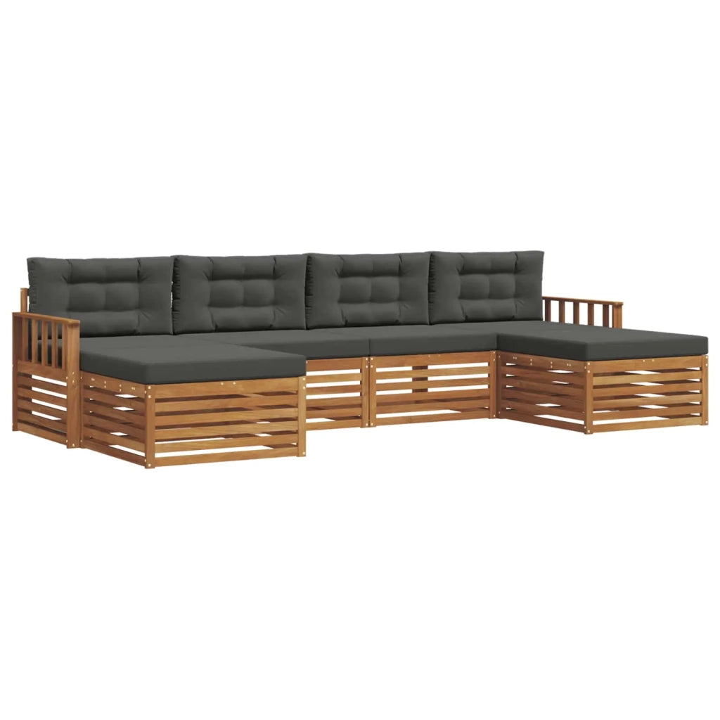 Set divani 6 pcs Naturale e Antracite Legno di Acacia Massello 3373892