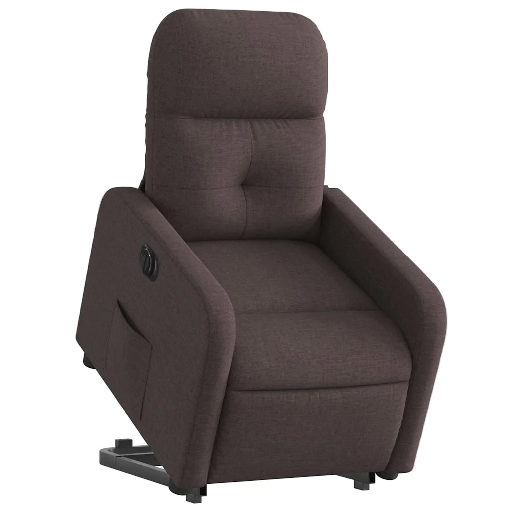 Divano Sedia-Poltrona Alzapersona Reclinante Elettrica Marrone Scuro Tessuto 136937