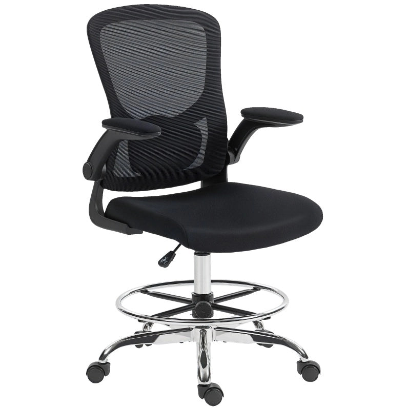 Sedia da ufficio girevole nera con supporto lombare regolabile in altezza per studio e home office