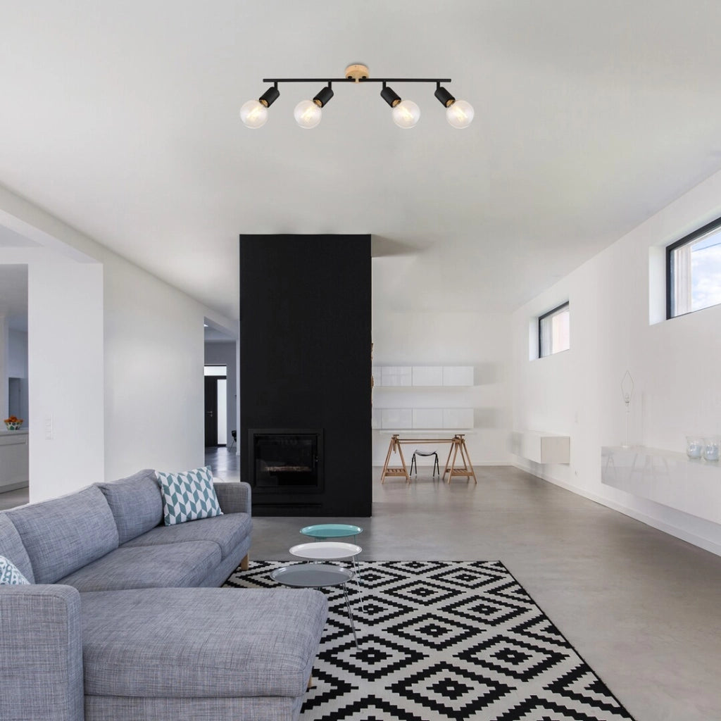 Barra spot soffitto nero opaco E27 4 luci Rabalux Pablo