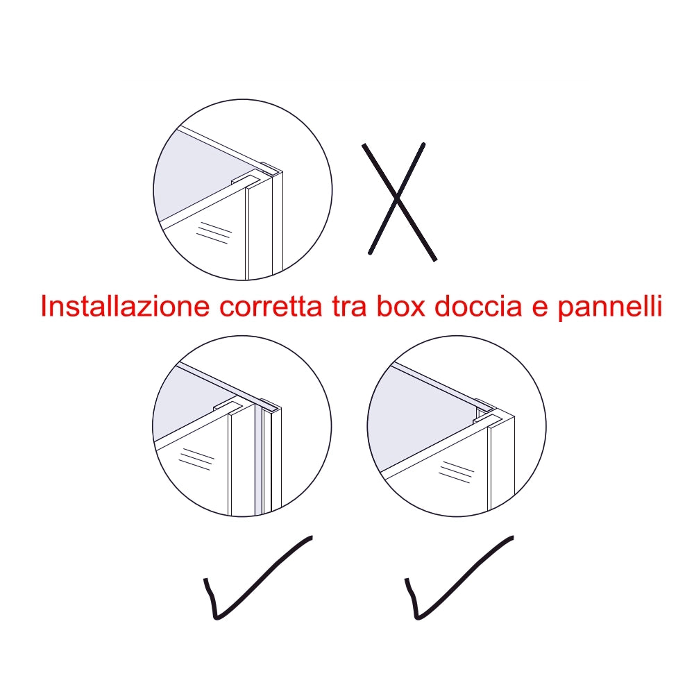 100x210 cm Pannello Doccia Realizzato in Alluminio Spessore 3mm con Profili Finitura Bianco Alba per Rivestimento Parete Bagno