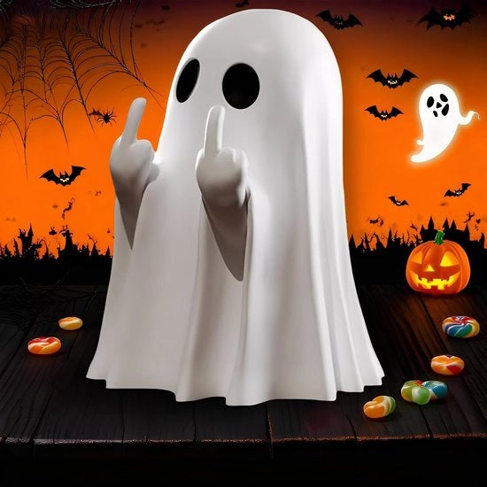 Statua Unica Halloween - Immagine Fantasma - Decorazione Interna/Esterna - Carisma Sinistro - 6 x 8,5 cm - Fatta a Mano