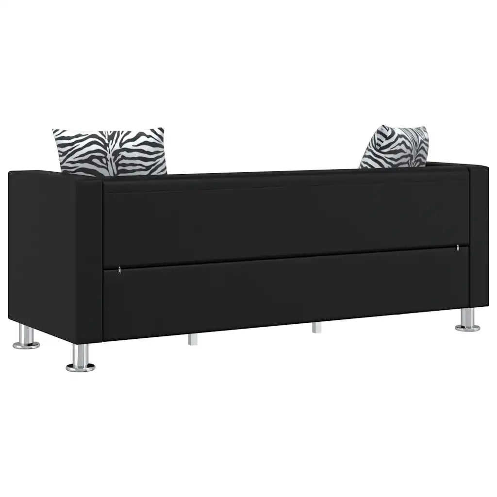 Divano a 3 Posti in Similpelle Nero 242208