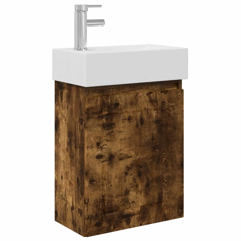 Mobile bagno con rubinetto Rovere Fumo 45,5 x 25,5 x 84 cm 889486