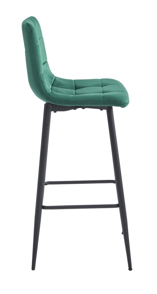 Sgabello da bar Valora TEOTO in velluto verde scuro con gambe in acciaio nero x1